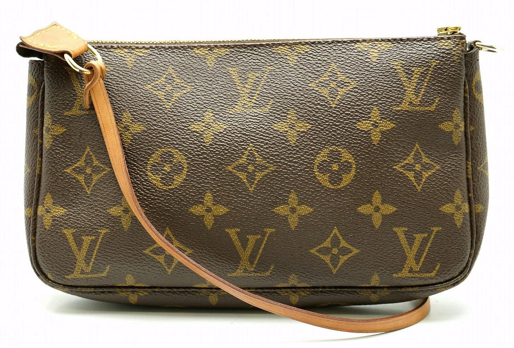 Louis Vuitton Monogram Pochette Accessoires Pouch Handbag Canvas Brown